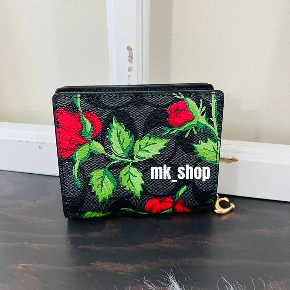COACH Snap Wallet Signature Canvas Fairytale Rose Print - Picture 4 of 16